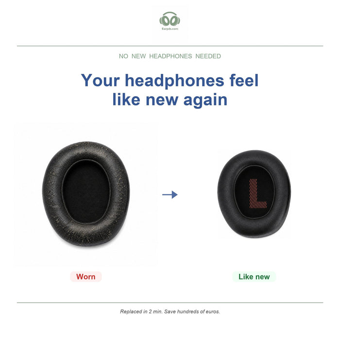 Ohrpolster für JBL Quantum 400, vorher und nachher