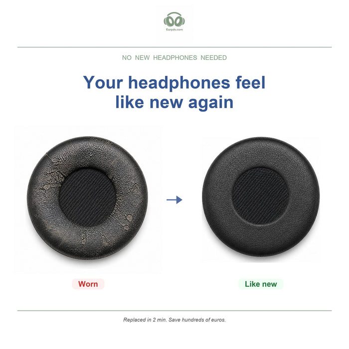 Ear pads for Jabra Evolve 20/30/40/65 (1st gen), before and after