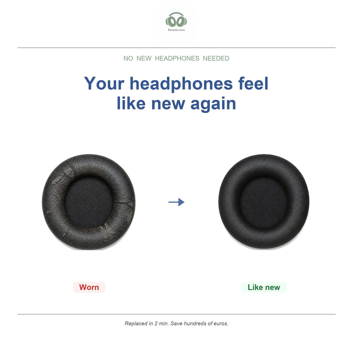 Ear pads for AKG Y600NC Wireless, before and after