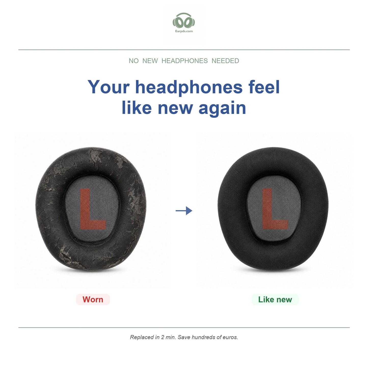 Oorkussens voor JBL Quantum 100 / 350 – Geschikt voor Quantum 100, Quantum 350 — Before and after