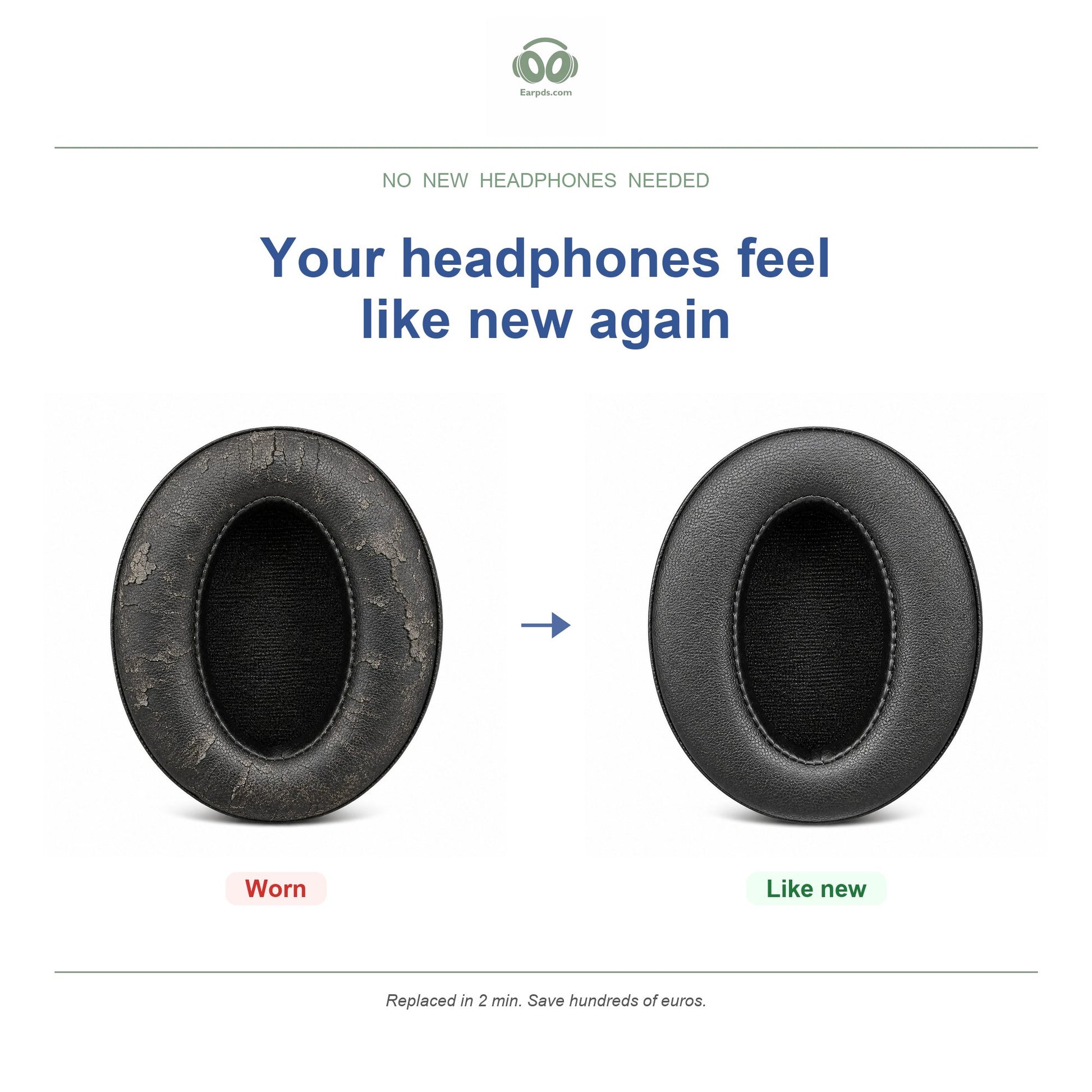 Replacement ear pads for Sennheiser HD 400 / 450 Series – Suitable for HD 4.50BT, HD 450BT, HD 400S, HD 458BT and more