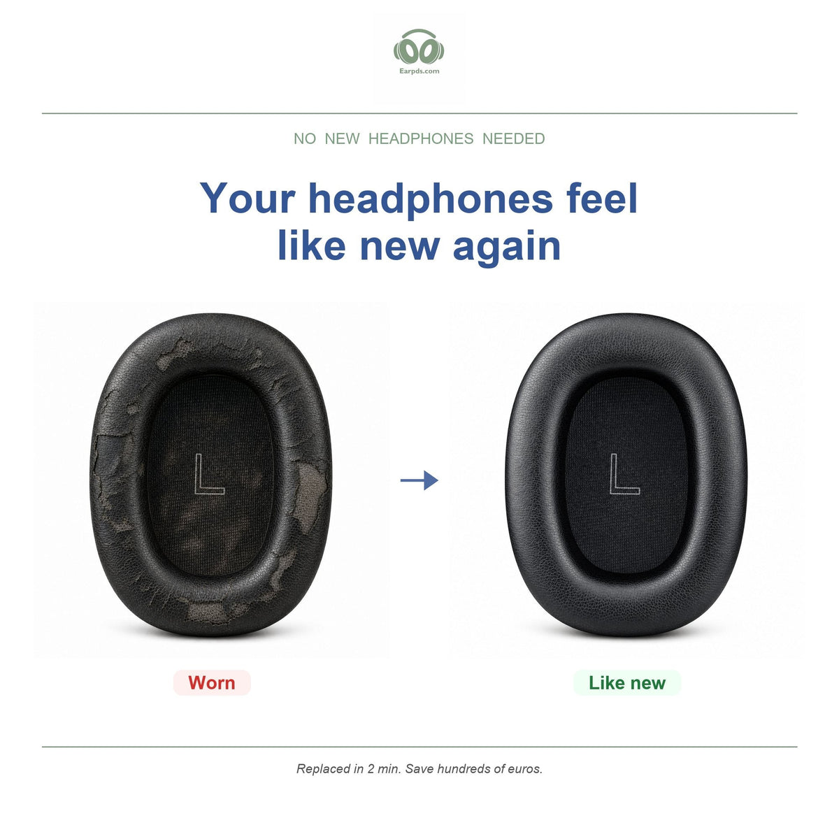 Ear Pads for Bowers & Wilkins PX8 S2 & PX7 S3, before and after