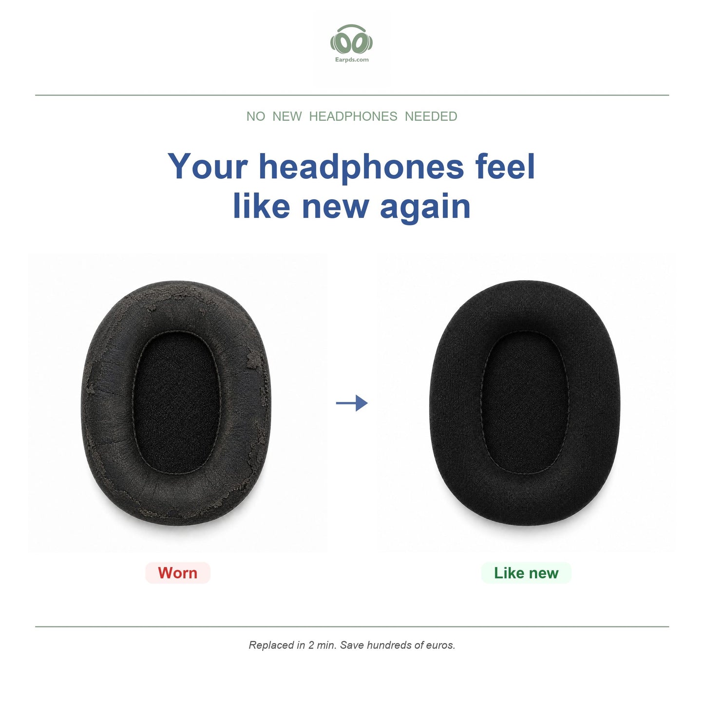 Oorkussens voor Marshall Monitor I – Geschikt voor Monitor, Monitor Bluetooth — Before and after