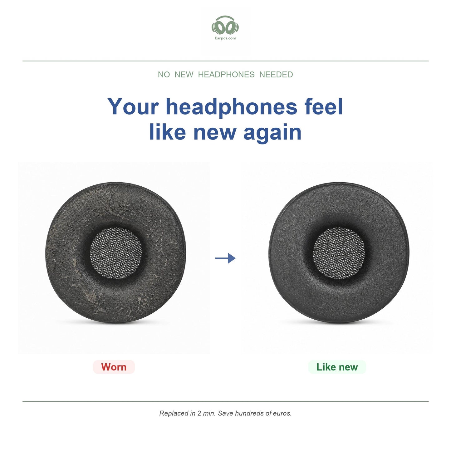 Oorkussens voor Jabra Engage Mono Serie – Geschikt voor Engage 55, 65, 75 Mono — Before and after