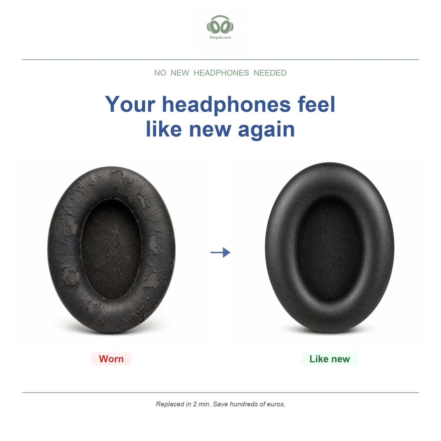 Oorkussens voor Sony WH-1000XM4 – Geschikt voor WH-1000XM4 — Before and after