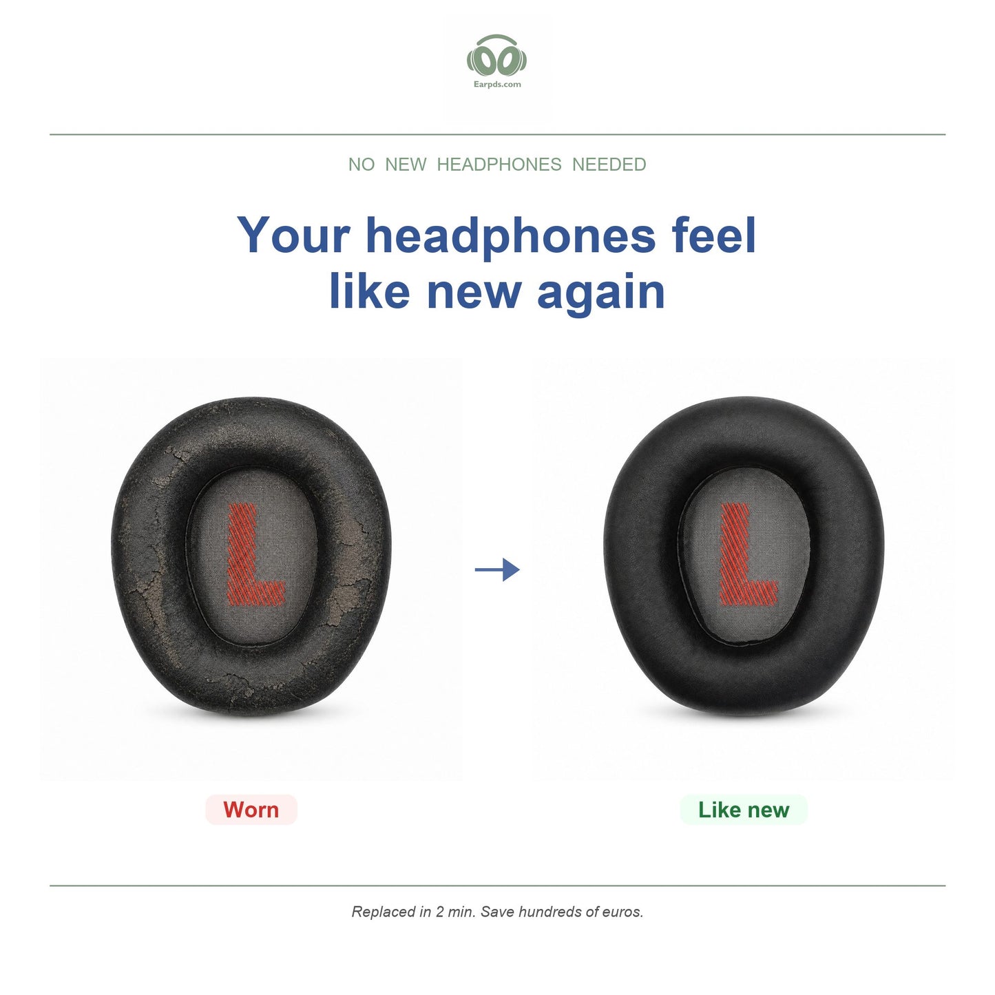 Oorkussens voor JBL Quantum 910 Serie – Geschikt voor Quantum 910, 910X, 910P — Before and after