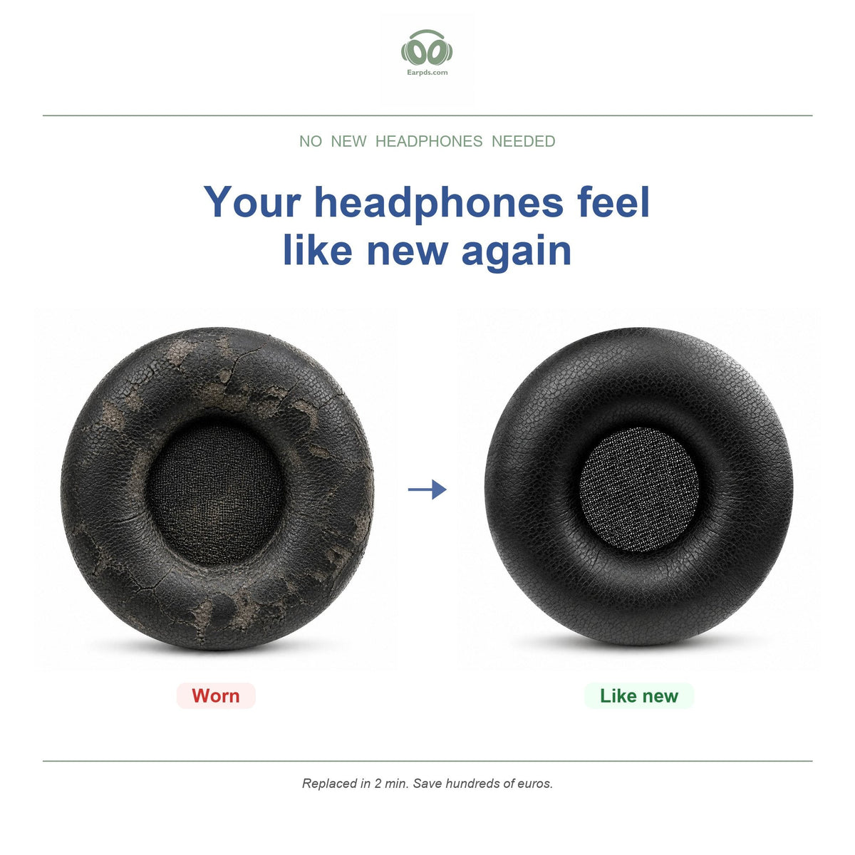Ear pads for Jabra PRO 920/930 & Biz Series, before and after
