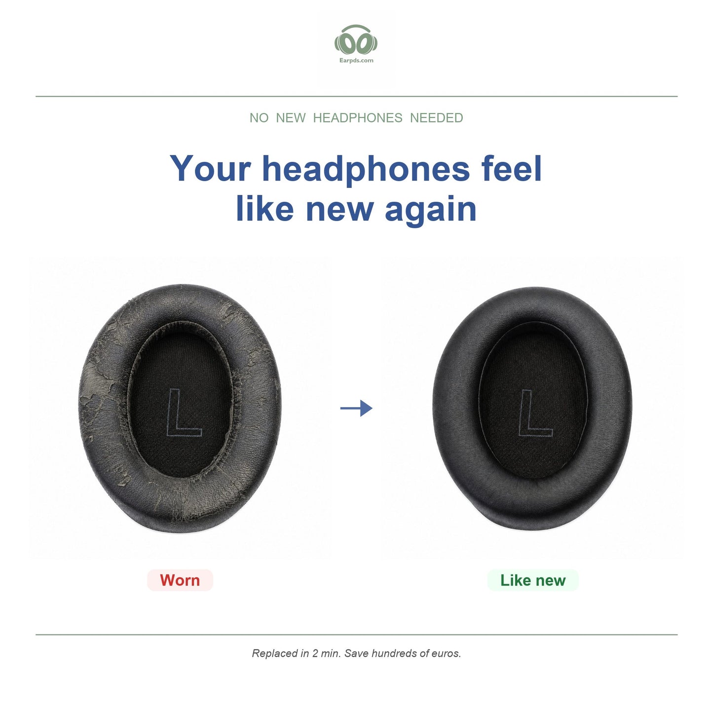 Oorkussens voor Soundcore Life Q10 Serie – Geschikt voor Life Q10, Life Q10BT, Life 2 Neo — Before and after