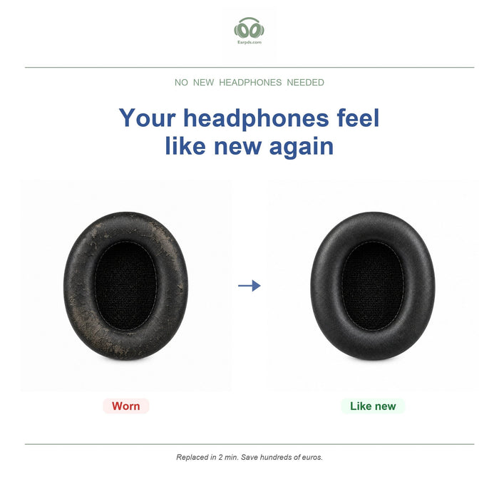 Replacement ear pads for Sony MDR Studio Series, before and after