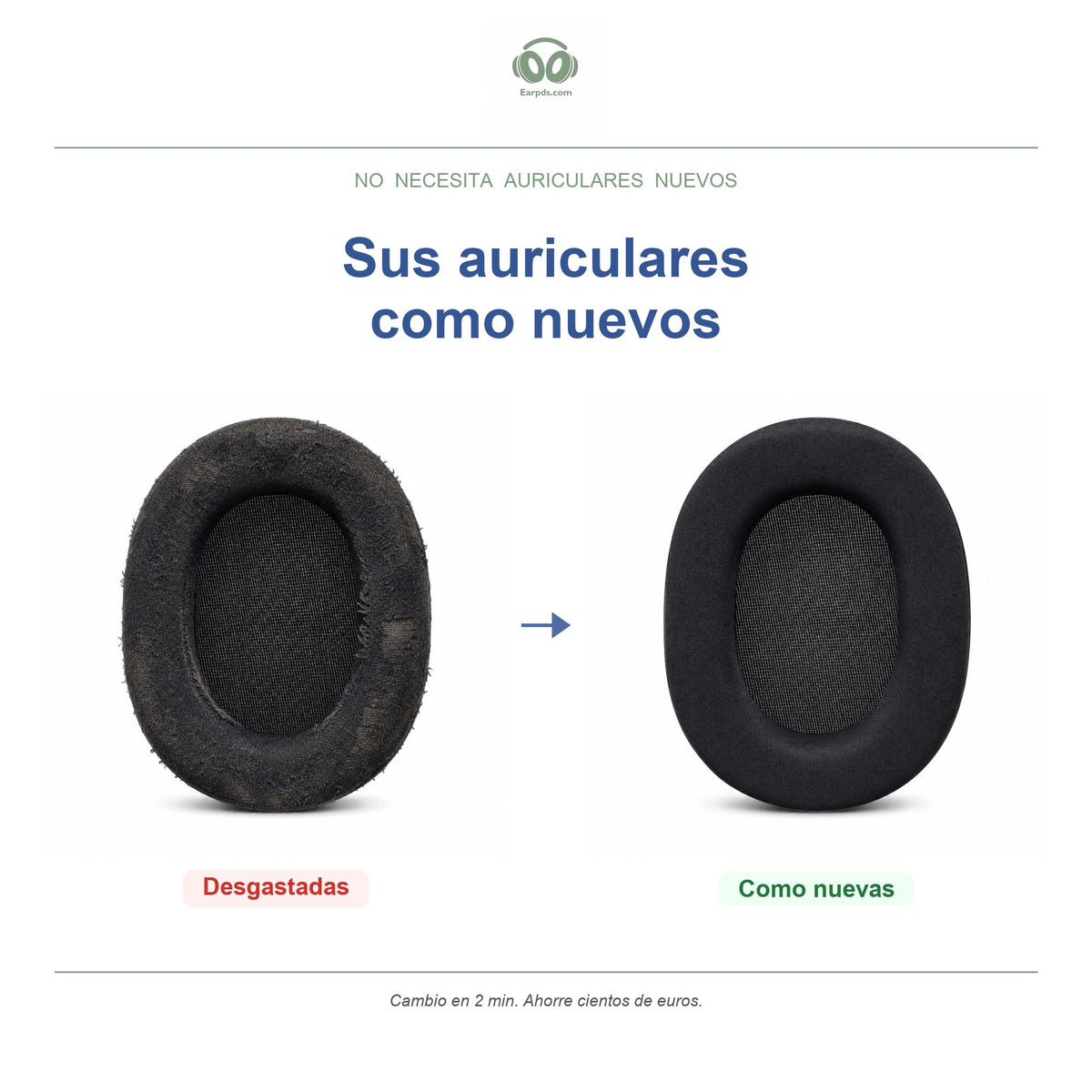 Almohadillas de repuesto para Corsair HS55 / HS65 Series, antes y después