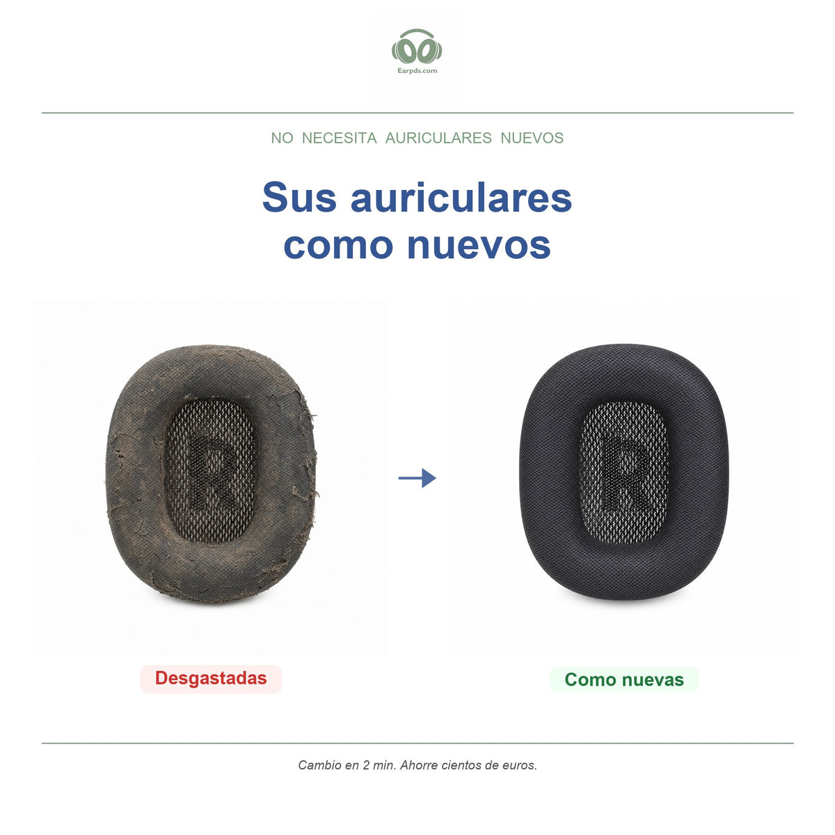 Almohadillas para Apple AirPods Max | Almohadillas de repuesto para auriculares, compatibles con AirPods Max (2020) y USB-C (2024)