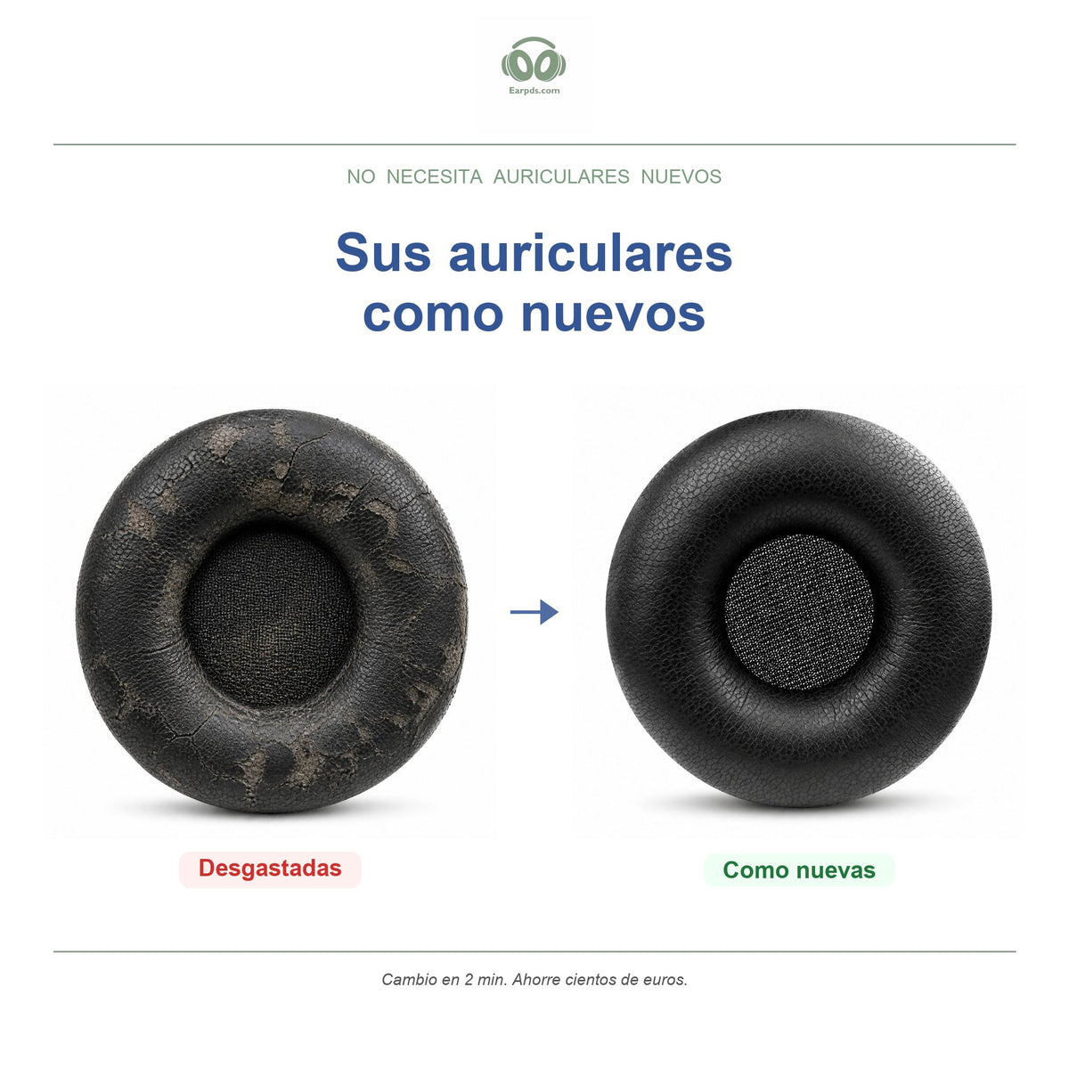 Almohadillas para Jabra PRO 920/930 & Biz Series | Almohadillas de repuesto para auriculares, compatibles con PRO 9400-9470, GN2000 y UC Voice