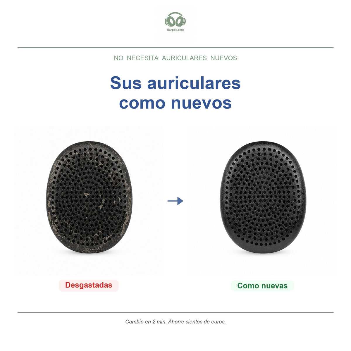 Almohadillas de repuesto para Skullcandy Riff Series, antes y después