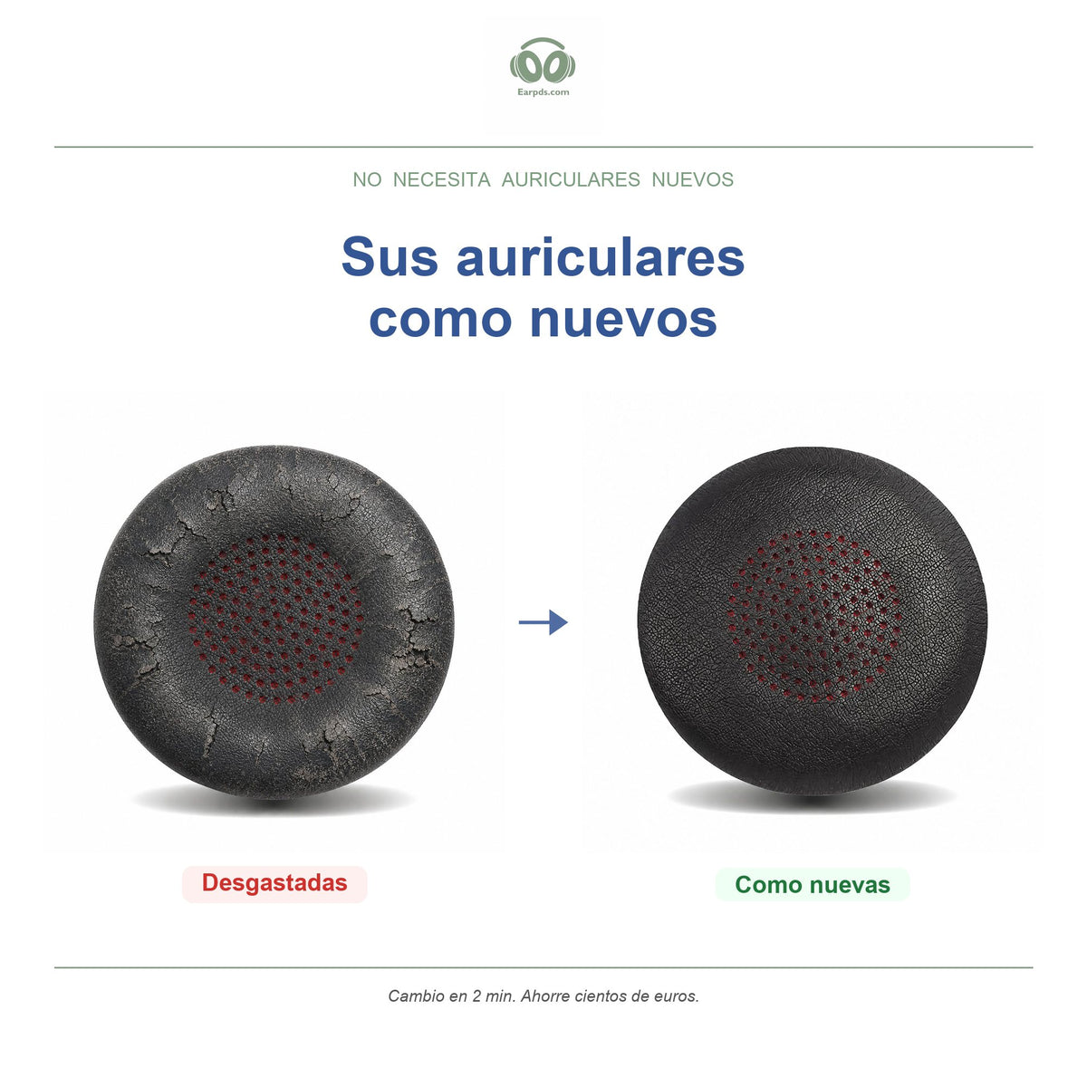 Almohadillas de repuesto para Poly Voyager Focus UC, antes y después