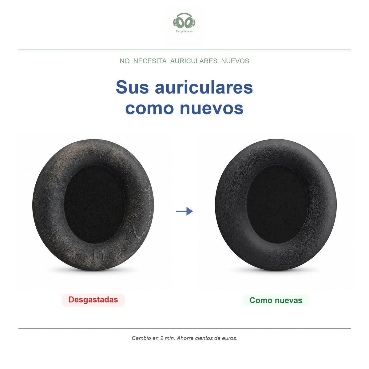 Almohadillas de repuesto para Soundcore Life Q30 / Q35, antes y después