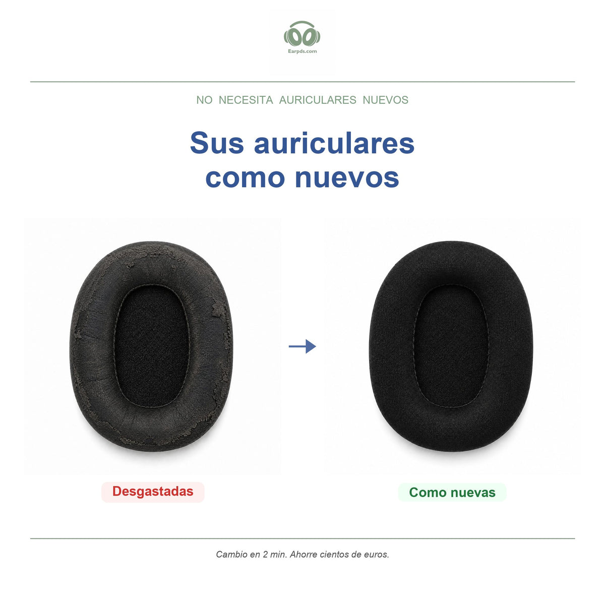 Almohadillas de repuesto para Marshall Monitor I, antes y después
