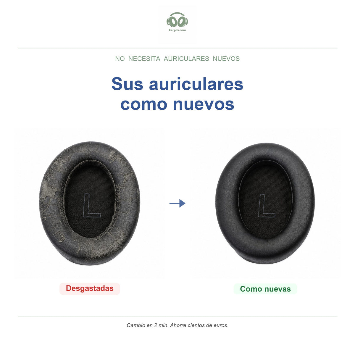 Almohadillas de repuesto para Soundcore Life Q10 Series, antes y después
