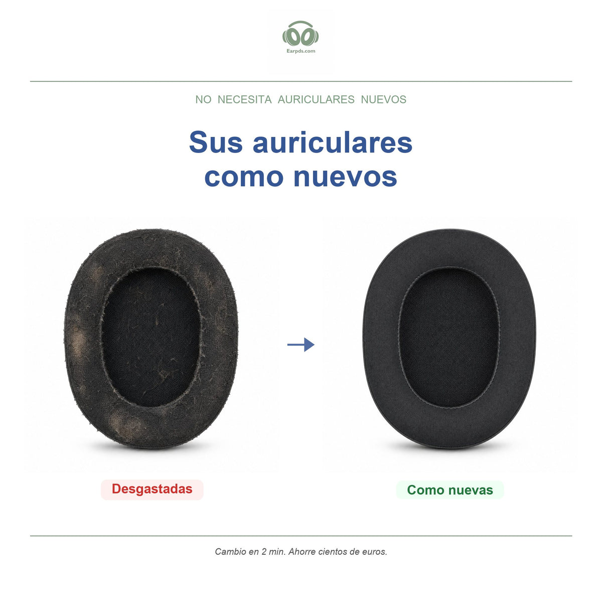 Almohadillas de repuesto para Razer BlackShark V2 Series, antes y después