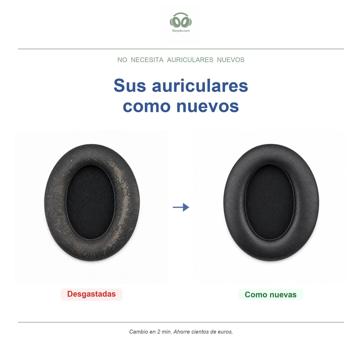 Almohadillas de repuesto para Soundcore Q11i, antes y después