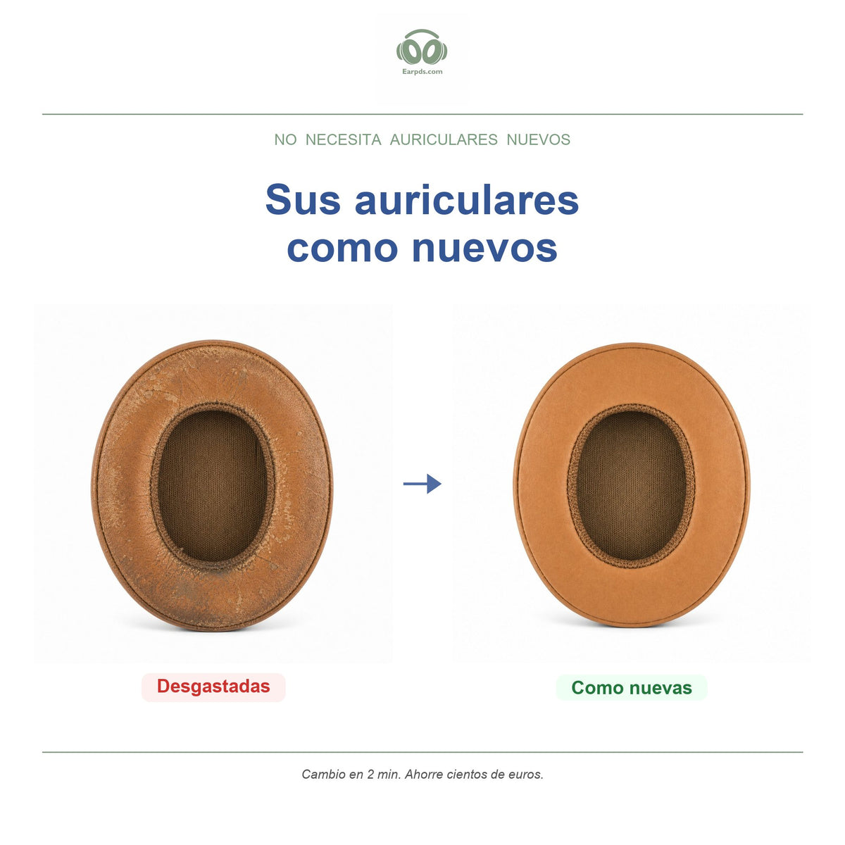 Almohadillas de repuesto para Skullcandy Cassette Series, antes y después
