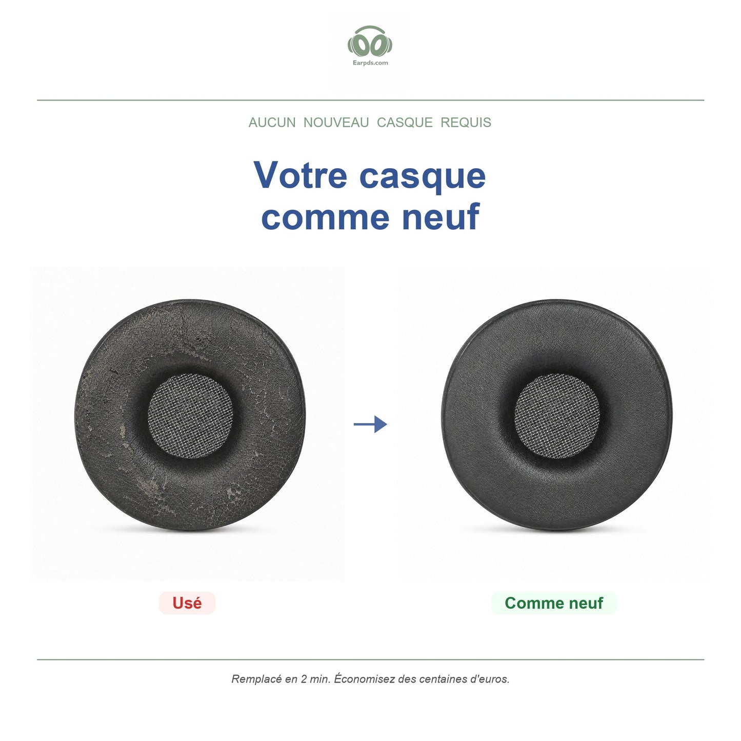 Oorkussens voor Jabra Engage Mono Serie – Geschikt voor Engage 55, 65, 75 Mono — Before and after
