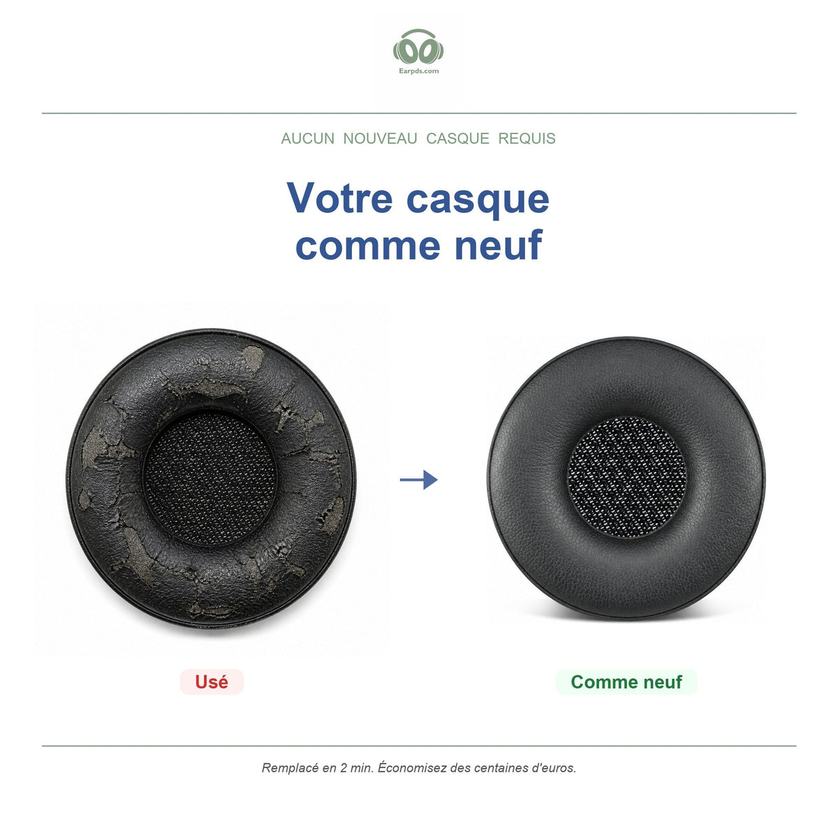 Coussinets pour Jabra Engage 50 (1re gén.), avant et après