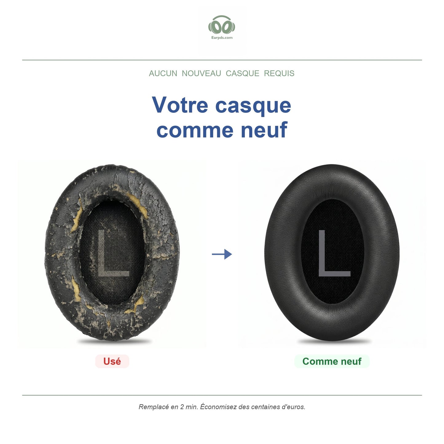 Oorkussens voor Bose QC45 Serie – Geschikt voor QC45, QC SE, QuietComfort 2023 en meer — Before and after