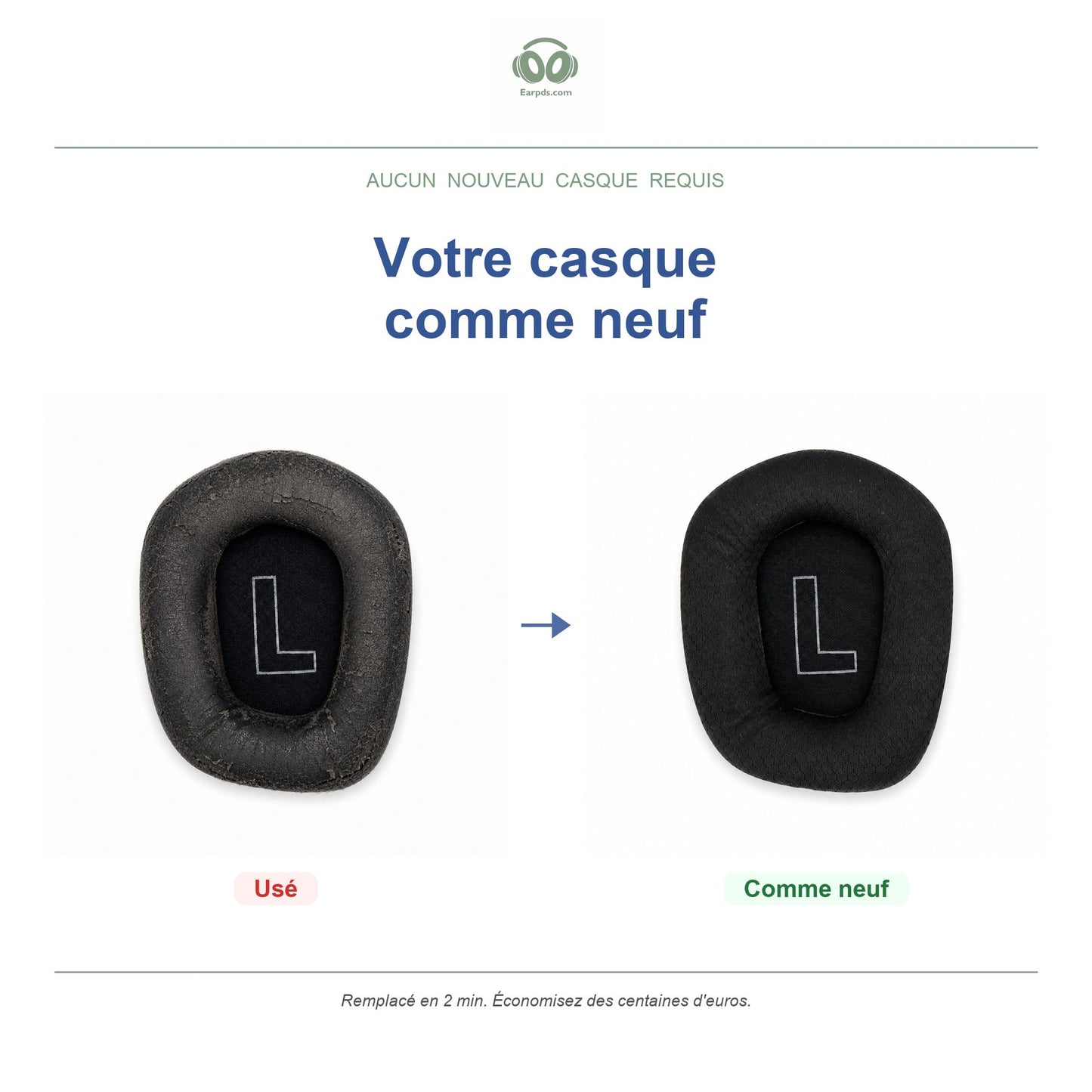 Oorkussens voor Logitech G733 / G535 Serie – Geschikt voor G733, G535, G335 — Before and after
