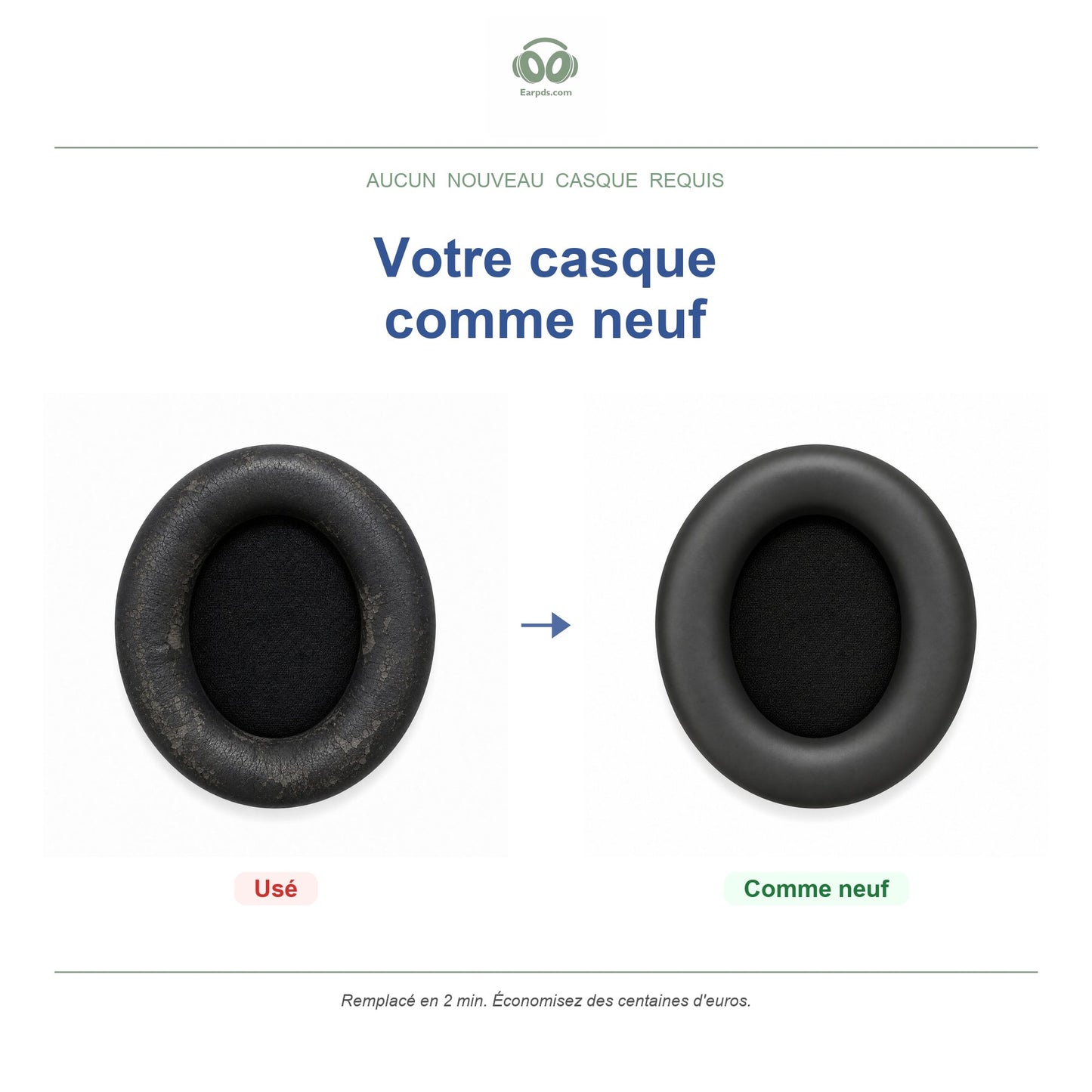Oorkussens voor Soundcore Space One Pro – Geschikt voor Soundcore Space One Pro — Before and after