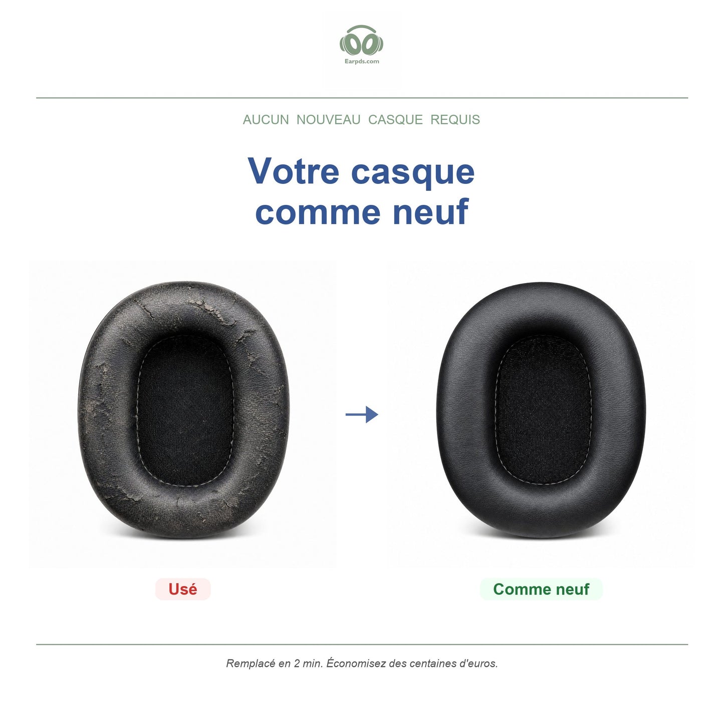 Oorkussens voor Audio-Technica M-Serie – Geschikt voor ATH-M50x, ATH-M40x, ATH-M30x en meer — Before and after