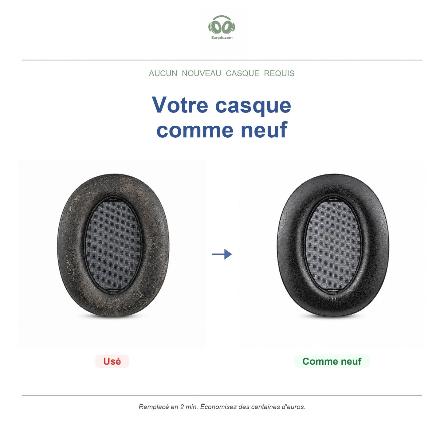 Oorkussens voor Sony h.ear on 3 – Geschikt voor WH-H910N — Before and after