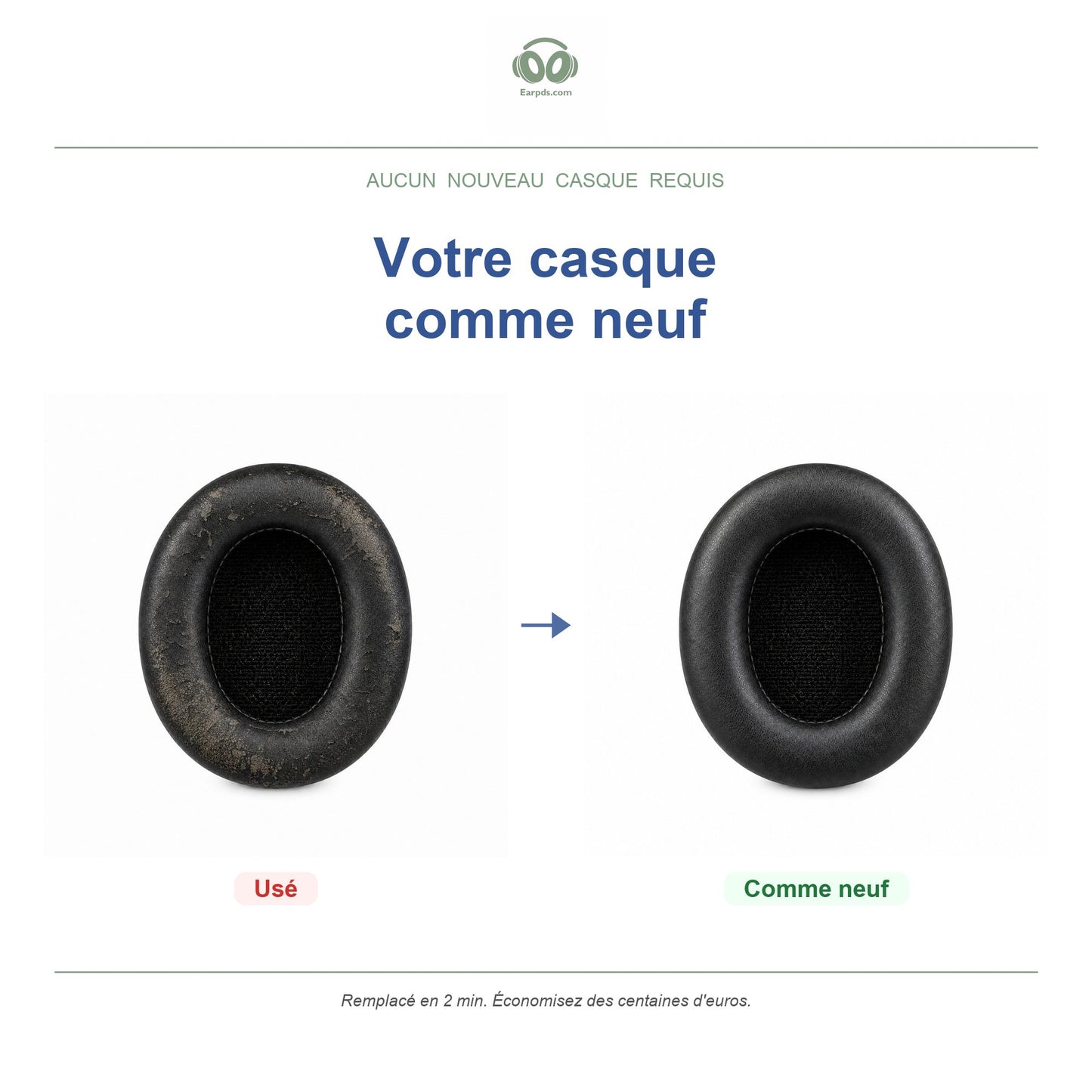 Oorkussens voor Sony MDR Studio Serie – Geschikt voor MDR-7506, MDR-V6, MDR-V7, MDR-CD900ST — Before and after