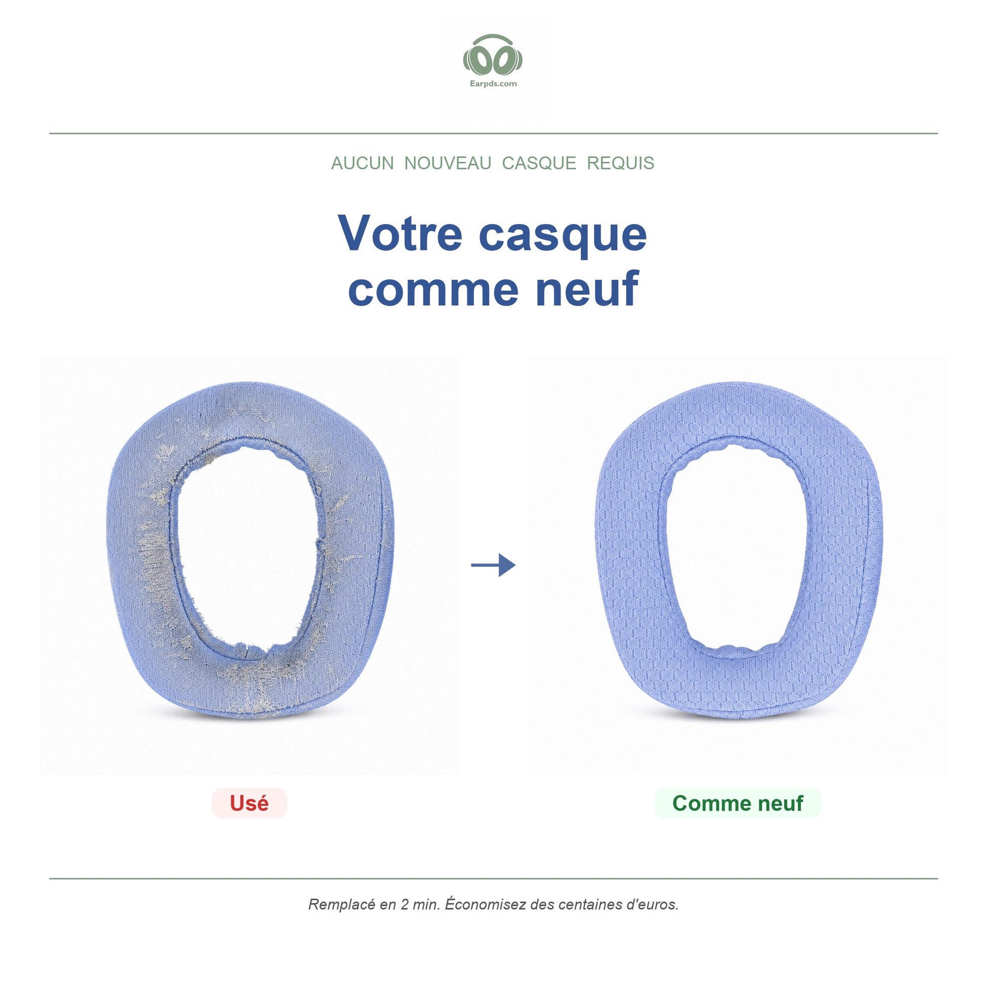 Coussinets pour Logitech G435 / Zone Vibe – Adaptés aux G435, Zone Vibe 100, 125, Wireless