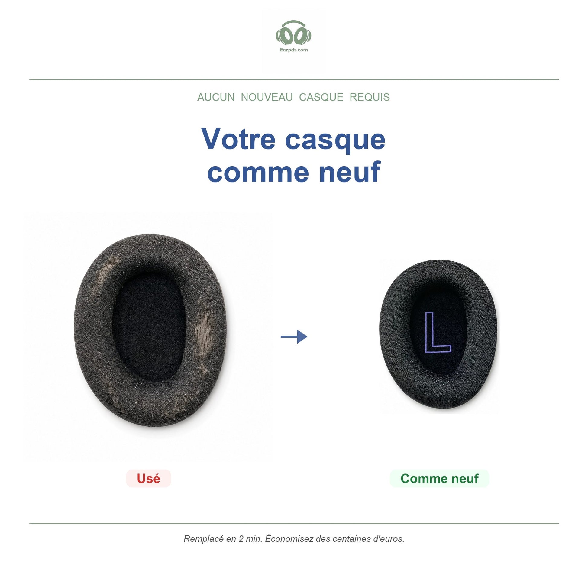 Coussinets pour Logitech G522 / A20 X – Adaptés aux G522 Lightspeed, A20 X Lightspeed