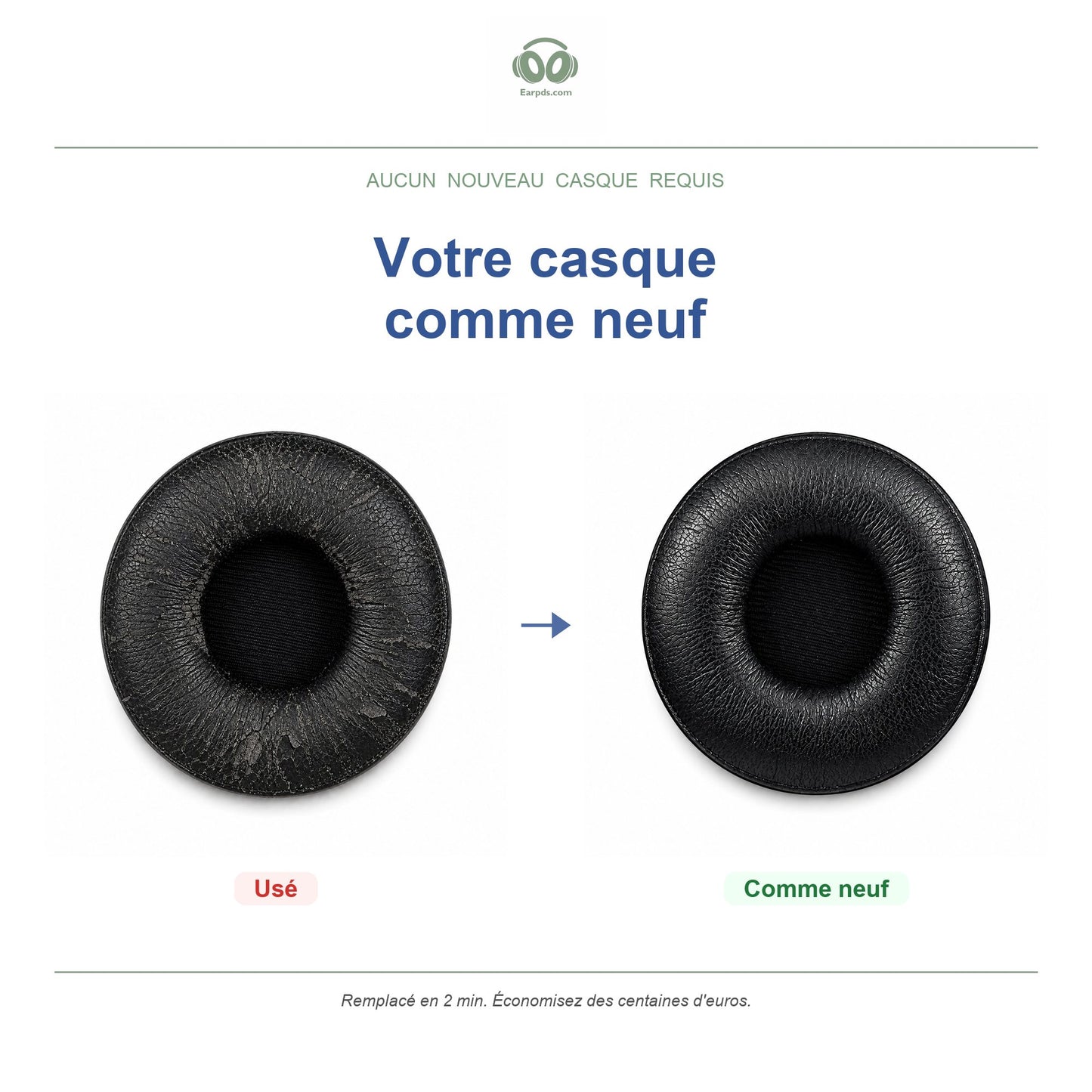 Oorkussens voor Jabra Engage Stereo Serie – Geschikt voor Engage 55, 65, 75 Stereo — Before and after