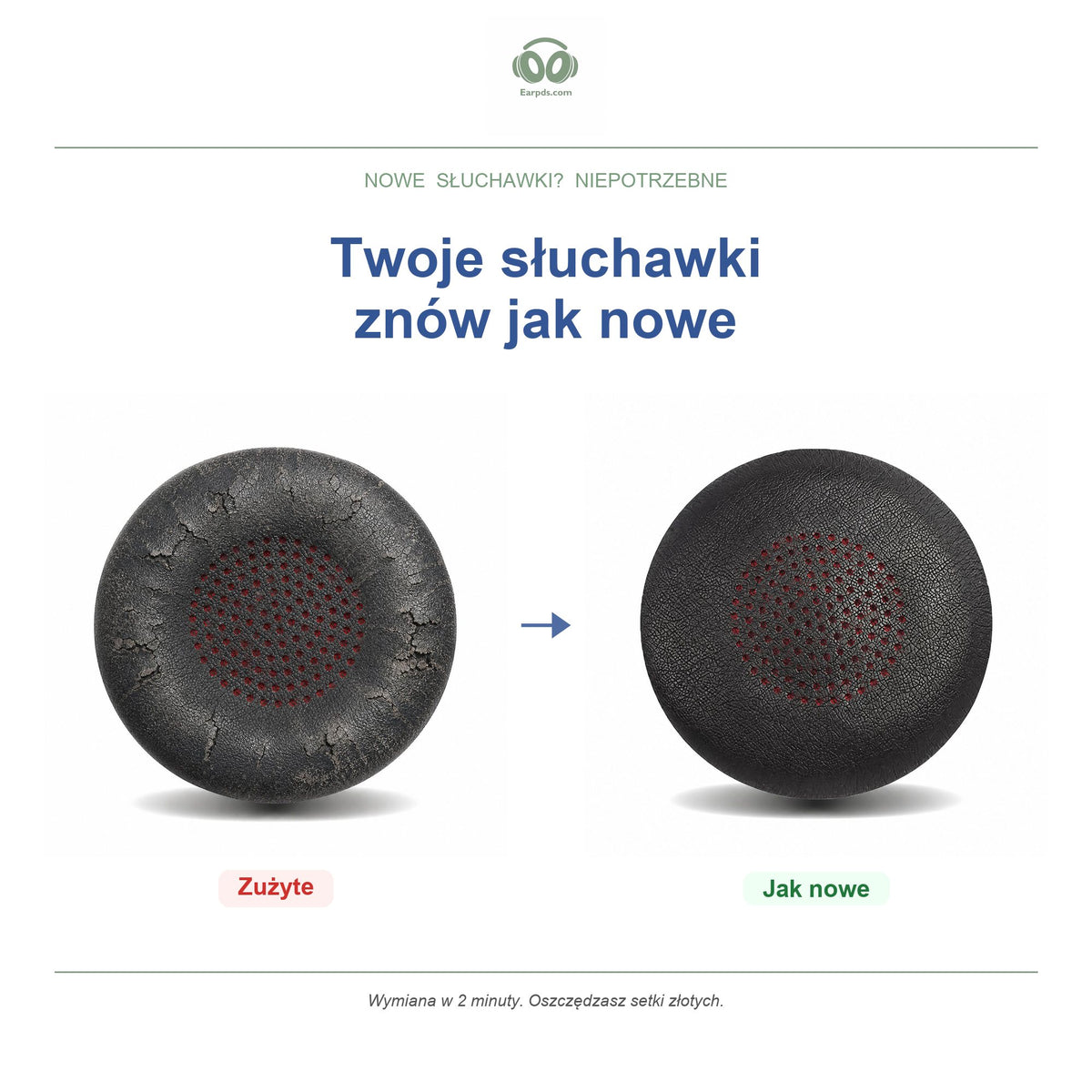 Gąbki do słuchawek Poly Voyager Focus UC | Kompatybilne z Voyager Focus UC, B825