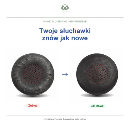 Gąbki do słuchawek Poly Voyager Focus UC, przed i po