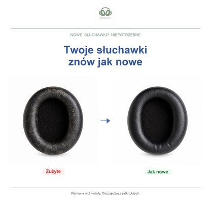 Gąbki do słuchawek Soundcore Space One, przed i po