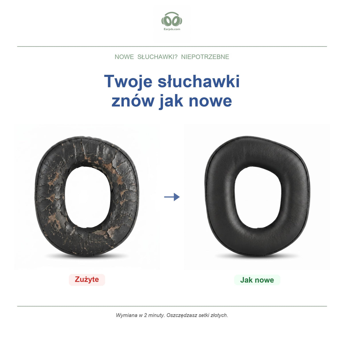 Gąbki do słuchawek Turtle Beach Stealth 700 Gen 2, przed i po