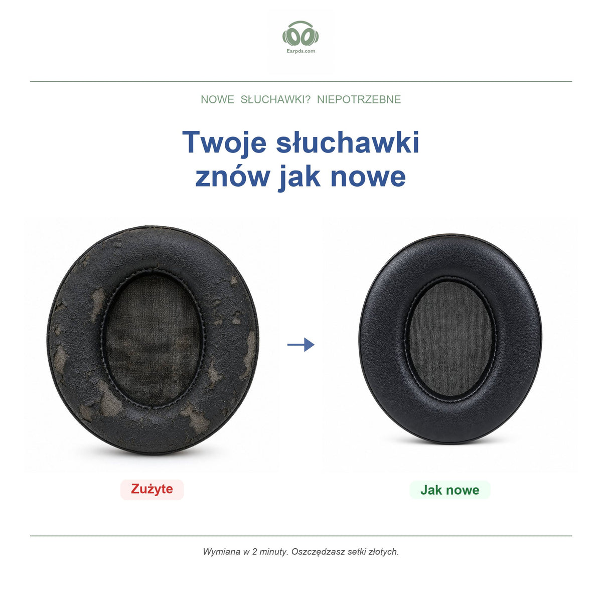 Gąbki do słuchawek Philips SHP9500 / SHP9600 | Pasują do SHP9500, SHP9500S, SHP9600