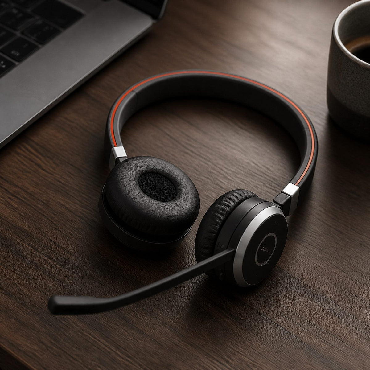 Ear pads for Jabra Evolve 20/30/40/65 (1st gen), in use