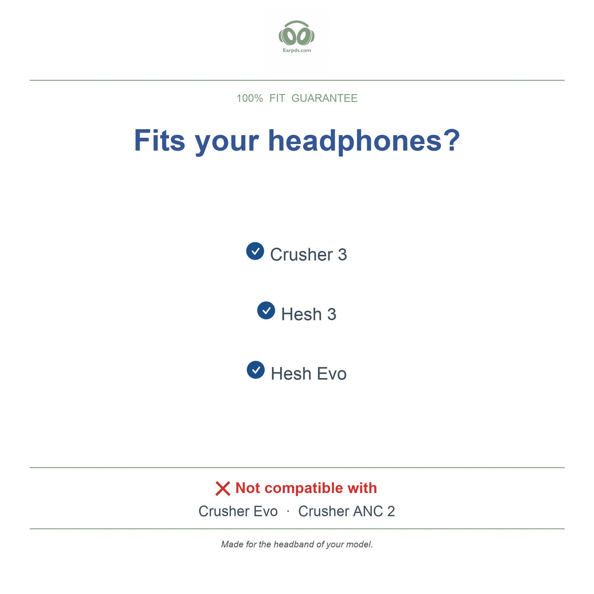 Headband for Skullcandy Hesh Evo / Crusher, compatible models