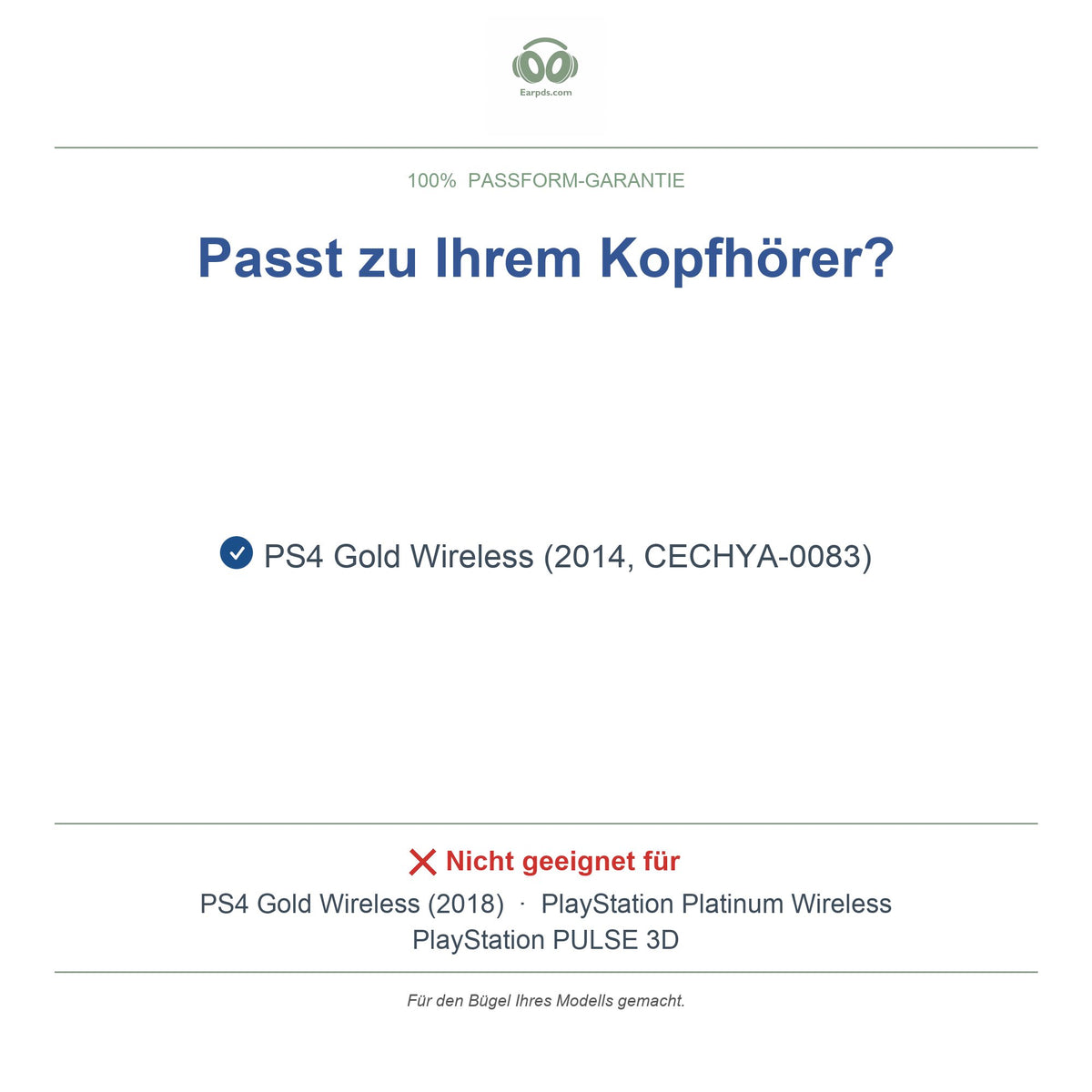 Kopfband für Sony PS4 Gold Wireless, kompatible Modelle