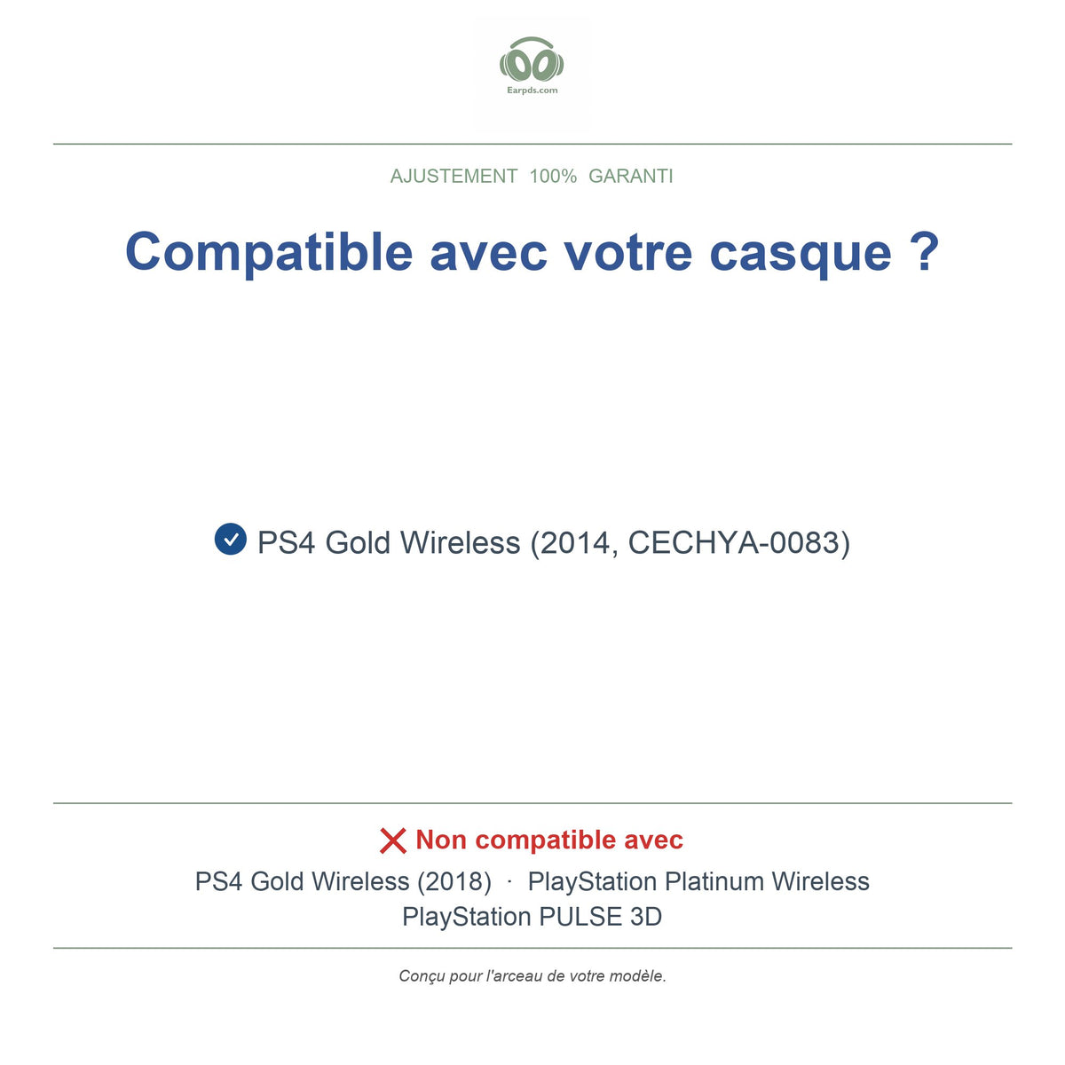 Arceau pour Sony PS4 Gold Wireless, modèles compatibles